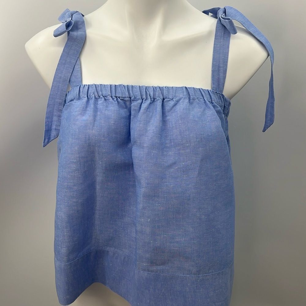 J Crew spaghetti strap cropped linen cotton blend top XXS